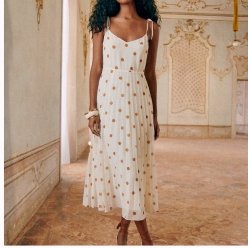 Sezane Cream Midi Polka Dot Nissa Dress